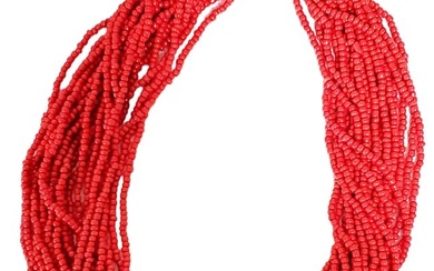 LADYS CORAL MULTI-STRAND BEADED NECKLACE
