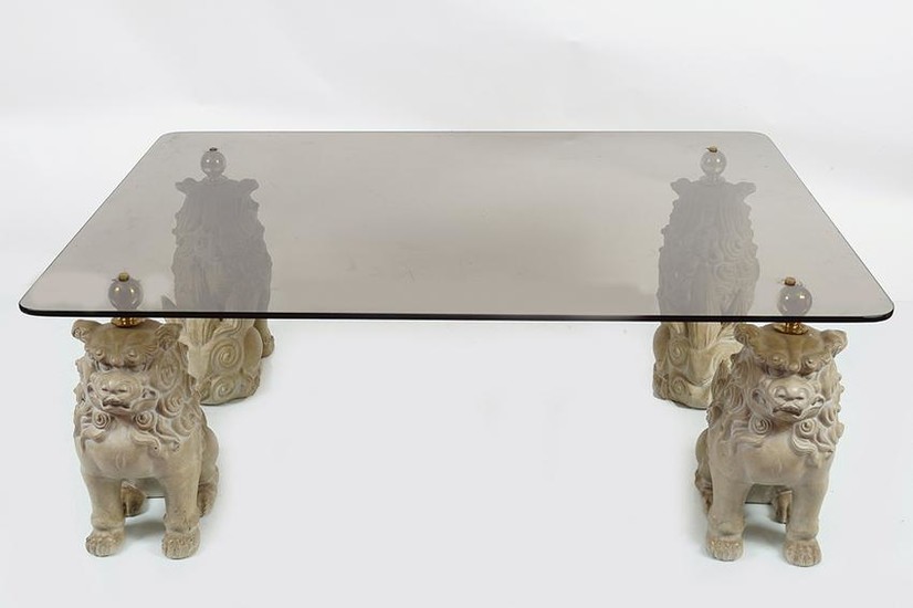 LARGE DESIGNER GLASS AND COMPOSITE COFFEE TABLE