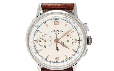 LEMANIA, 105, Cal 1275, Boîtier no. 158-2, chronographe, montre-bracelet pour homme, 37 mm, acier, remontage...