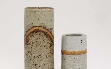 LILLIAN BINDERUP JENSEN. A pair of cylindrical vases, Bing & Grøndahl, stoneware, Copenhagen, Denmark, 1966-72, (2).