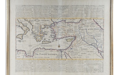 LORENZ FRIES and HENRI ABRAHAM CHATELAIN, FRENCH 16TH-18TH CENTURY, TWO MAPS: PTOLEMY'S MAP OF PALESTINE, CYPRUS AND SYRIA ETC; WITH A MAP OF THE EASTERN MEDITERRANEAN/APOSTLE PAUL AND JUDAIC ANTIQUITY, 1719, Engraving