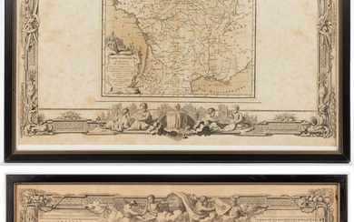 LOUIS CHARLES DESNOS (FRENCH, 1725-1805) MAPS OF SOUTH AMERICA AND FRANCE, LOT OF TWO