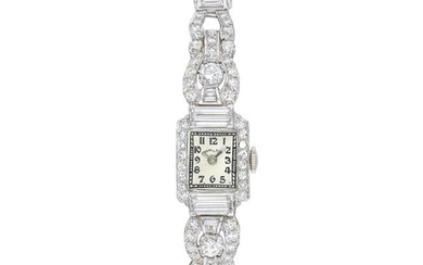 Ladies' Art Deco Hamilton Watch in Platinum with Diamonds