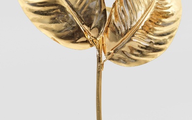 Lampe de table à feuilles dans le style de Tommaso Barbi ; laiton doré. Tige...