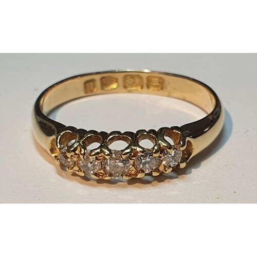 Late Victorian 18ct gold diamond five-stone ring, estimated ...