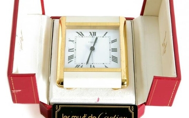 Les Must De Cartier Brass & Enamel Travel Clock