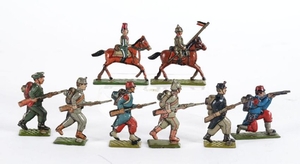 Lot of 8: Pre-War German Tin Litho Penny Toy Soldiers.