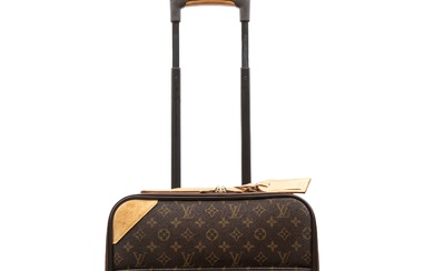 Louis Vuitton - Accessori Trolley Monogram canvas trolley, metal gilt and leather details, cm 35 x 45 x 20 (defects)