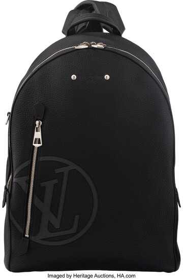 Louis Vuitton Black Leather Backpack with Silver Hardware Condition:...
