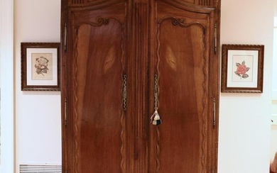 Louis XV Carved Mahogany and Fruitwood Armoire