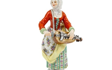 MEISSEN 'Femme avec vielle à roue', 1er choix, 20e s. De la série 'Crieur de...