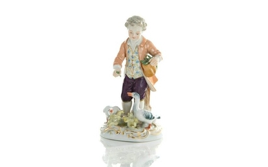 MEISSEN PORCELAIN FIGURE OF A BOY AND GEESE