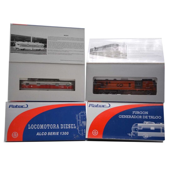 Mabar HO model railway diesel locomotive, two ref 81306 Alco CP 1336, (one weathered), etc