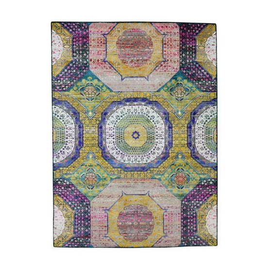 Mamluk Design Sari Silk With Oxidized Wool Hand-Knotted