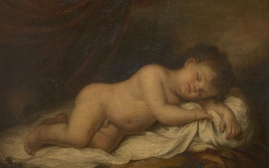Manner of Tiziano Vecellio, called Titian, late 18th/early 19th Century- Sleeping child; oil on canvas, 56.5 x 78 cm. Provenance: Private Collection, UK.