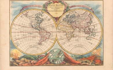 "Mappe Monde Carte Universelle de la Terre, Dressee sur les Nouvelles Observations de Mrs. de l'Academie Royale des Sciences", Bourgoin, P.