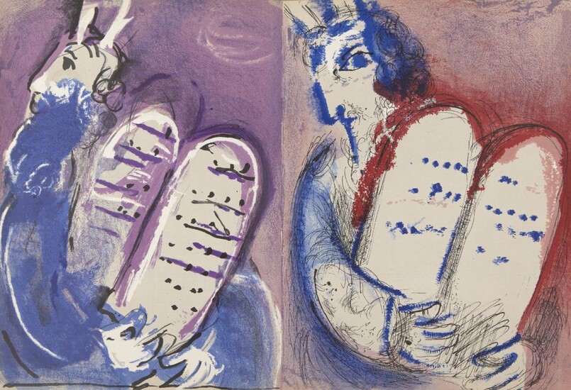 Marc Chagall, Russian/French 1887-1985- Verve Vol IX 33/34, Illustrations for the Bible, 1956; the complete book of sixteen lithographs in colours, with twelve further lithographs in black and white, printed by Drager brothers, published by...