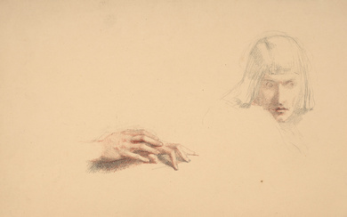 Marie BRACQUEMOND Landunvez, 1840 - Sèvres, 1916 Étude de mains et de tête pour le roi Charles VI