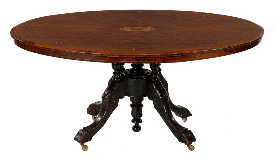 (-), Fruit wooden table with marquetry in top...