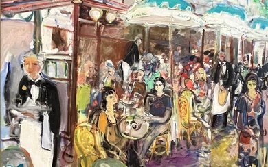 Maurice EMPI (né en 1933) Café de la Paix. Huile sur toile.Signé en bas à...