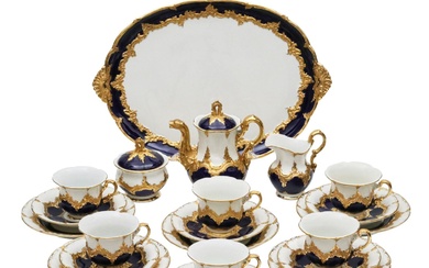 Meissen B Form. Tea and coffee service for six people....