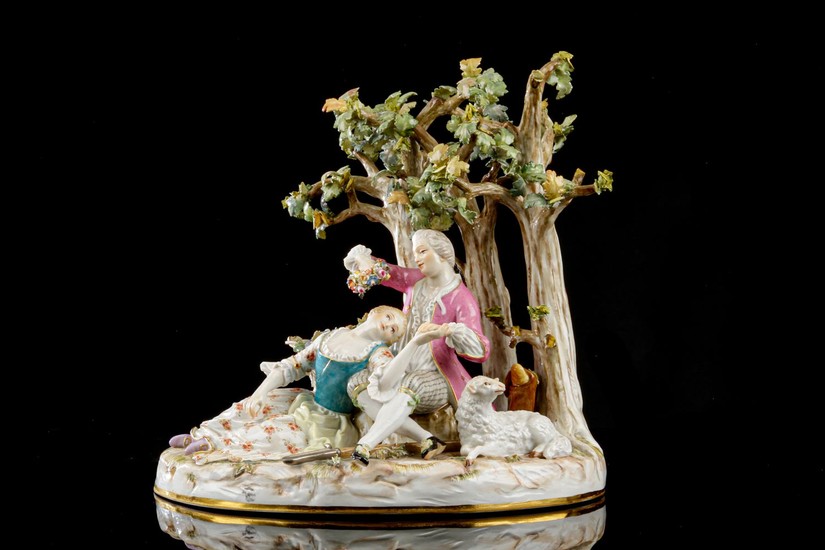 Meissen. Porcelain figurine group embellished in colours, 1870-1924
