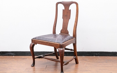 Mid 18th C. Queen Anne Side Chair With Leather Seat