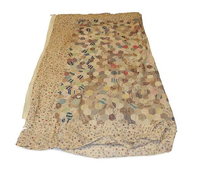 Mid 19th Century Bed Cover with Hexagonal Patches, comprising decorative...