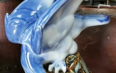 Mid 20th Century Japanese Arita Porcelain Hawk Atop