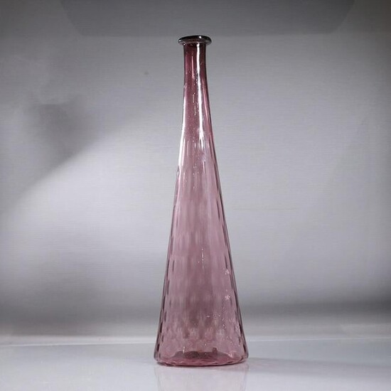Mid-Century Modern Tall Narrow Neck Amethyst Glass Vase