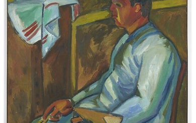 Mikhaïl LARIONOV 1881-1964Portrait ou Portrait de David D. Bourliouk - circa 1910Huile sur toileInscriptions au...