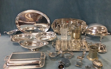 Miscellaneous silver plated table ware including an asparagus bowl with...