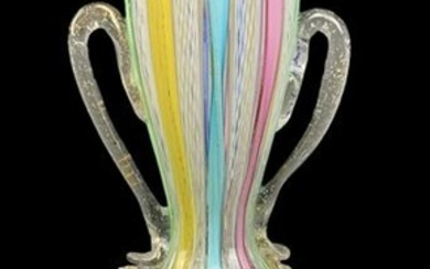 Murano Art Glass Ribbon Cabinet Vase Handles