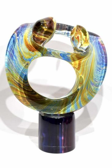 Murano glass Calcedonio Sculpture “ Circle Lovers”