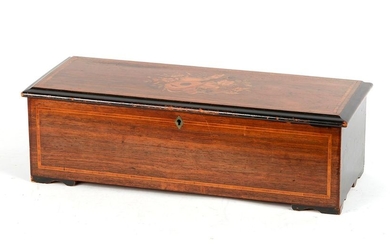 Music box with six tunes (Mirecourt) wooden case,...