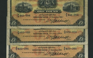 National Bank of Scotland Limited, [9 notes] £1, Edinburgh, 1928-33, (PMS NA 43, 45)