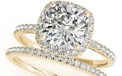 Natural 1.2 CTW Diamond Engagement Ring SET 18K Yellow Gold