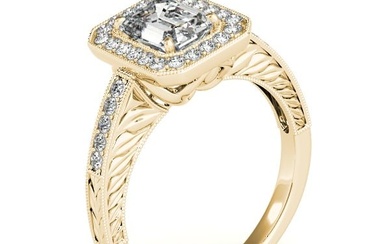 Natural 1.33 CTW Diamond Engagement Ring 14K Yellow Gold