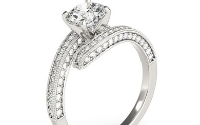 Natural 1.5 CTW Diamond Engagement Ring 14K White Gold