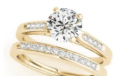 Natural 1.77 CTW Diamond Engagement Ring SET 14K Yellow Gold