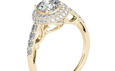 Natural 2.5 CTW Diamond Engagement Ring 18K Yellow Gold