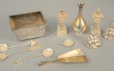 Nine-piece lot to include Chinese and Japanese silver