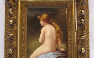 ORIGINAL 19TH C KPM Porcelain Nude Girl Plaque Signed & Marked .