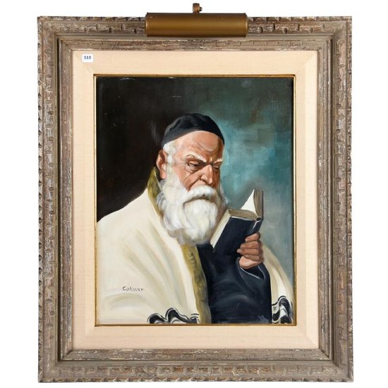 Oil on Canvas, Cohner, Rabbi Reading Scripture