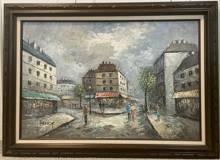 Original Caroline Burnett "Paris Scene" Oil On Canvas