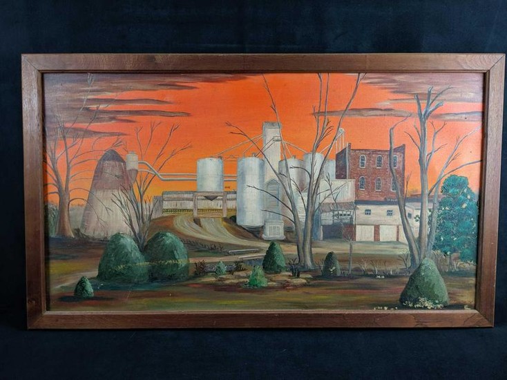 Original Painting Of Industrial Buildings