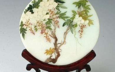 PAINTED MARBLE SCREEN OF FLOWERS