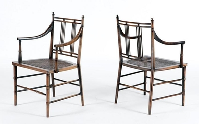 PAIR ENGLISH REGENCY STYLE CHAIRS BAMBOO TURNINGS