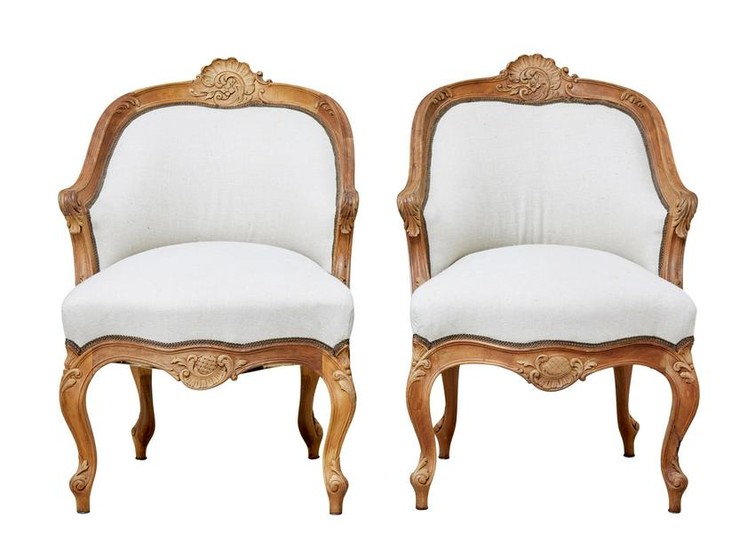 PAIR OF LATE 19TH CENTURY FRENCH WALNUT ARMCHAIRS