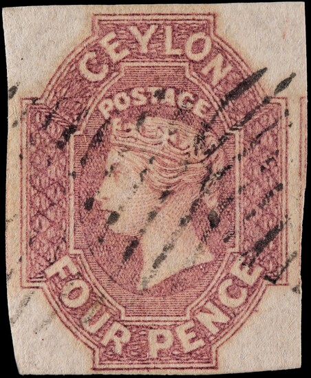 PENCE ISSUES - 4D DULL ROSE, WATERMARK LARGE STAR, USED IMPERFORATE